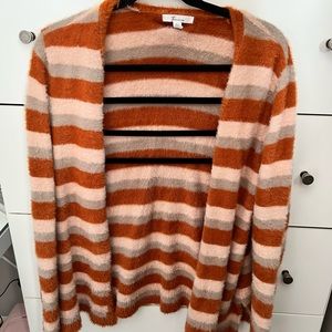 89th + Madison coloured fuzzy striped cardigan